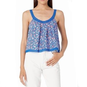 Lucky Brand Floral Blue Scoop Neck Tank Top